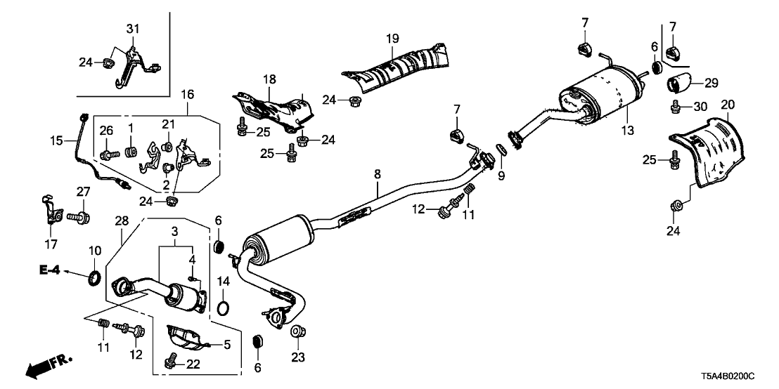 Honda 18220-T5R-J01 Pipe B, Exhuast