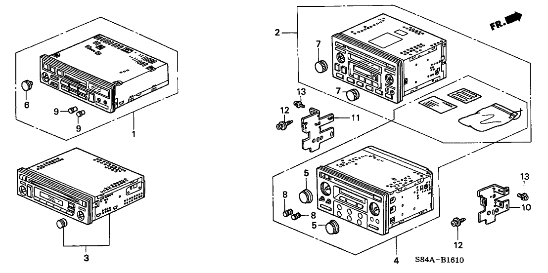 39100-S84-A30 Honda Tuner Assy., Auto Radio (30Wx4) (Panasonic)