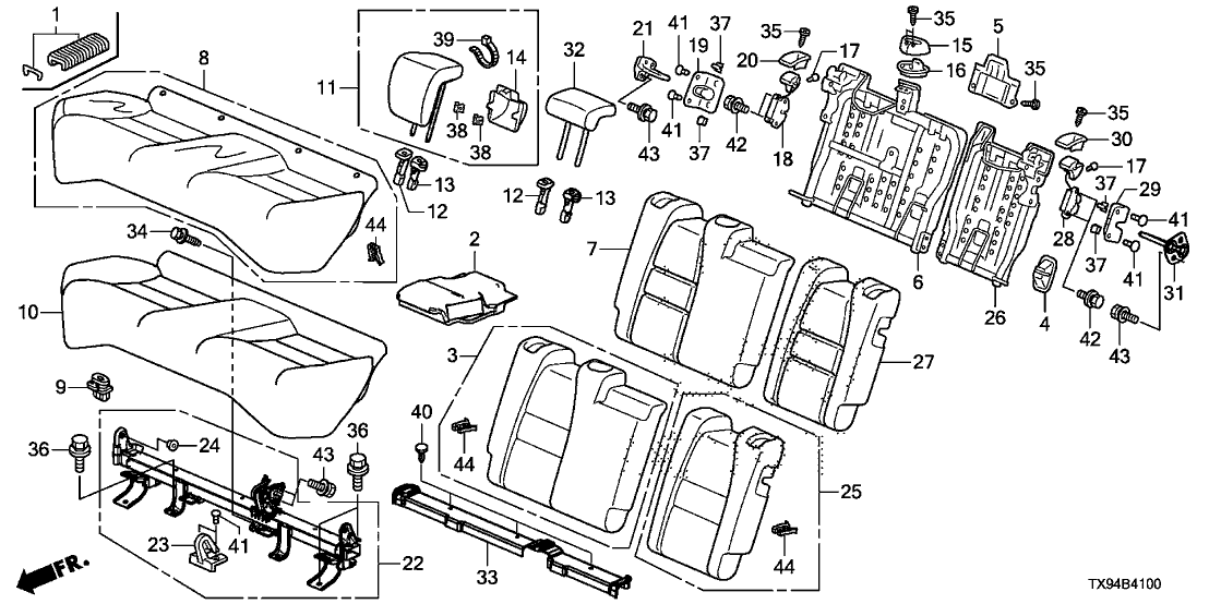 Honda 82220-TM8-Q01ZD Lock Assy., R. RR. Seat *NH643L* (LIGHT GRAY)