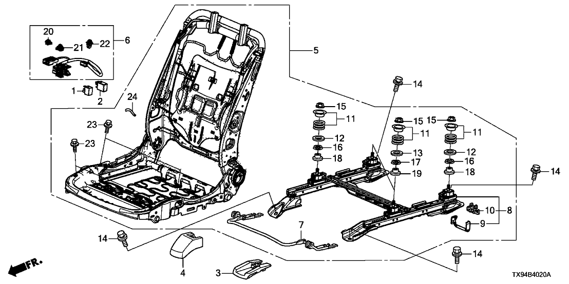 Honda 81126-TX9-A01 Frame, R. FR. Seat