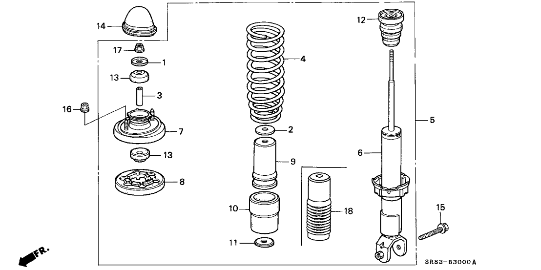 Honda 52610-SR0-G22 Shock Absorber Assembly, Rear