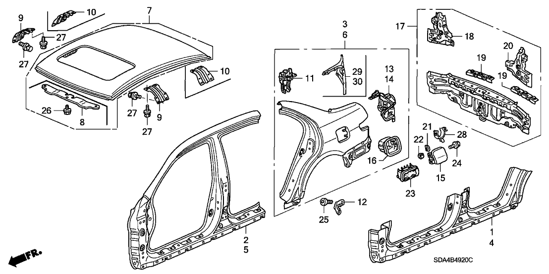 Honda 04645-SDC-A01ZZ Panel Set, L. FR. (Outer)