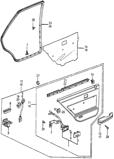 Honda 76851-SA6-000 Weatherstrip, R. RR. Door (Inner)