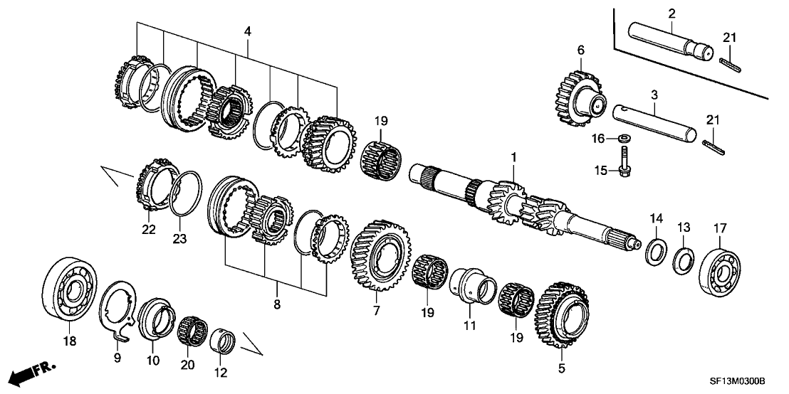 Honda 23261-PK5-000 Shaft, Reverse Gear