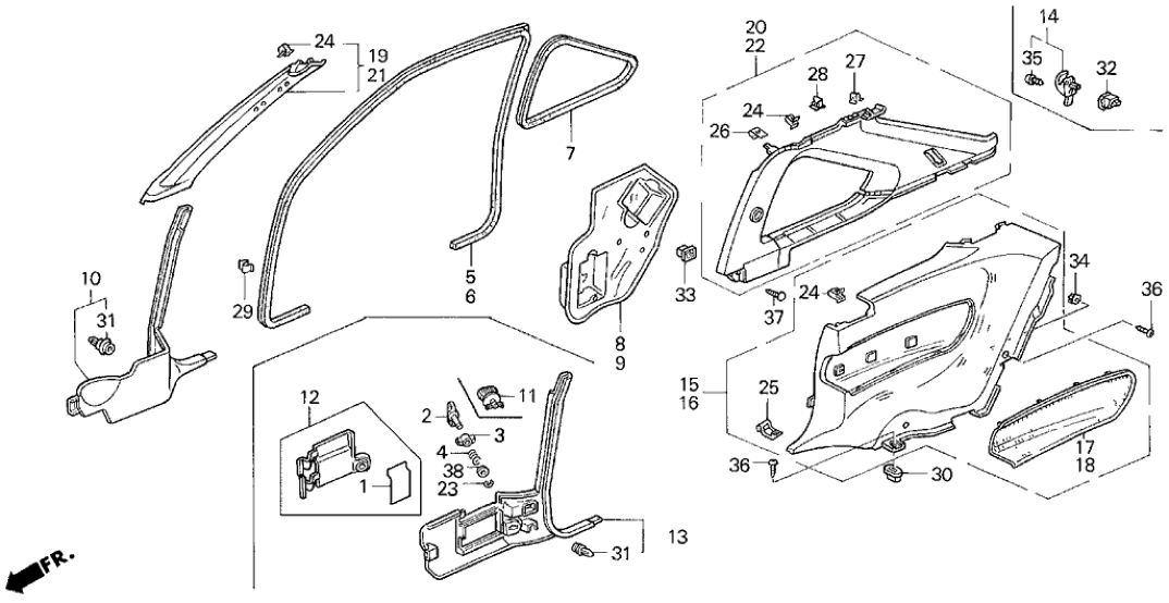 Honda 73861-SS0-000 Trim, Quarter Windshield