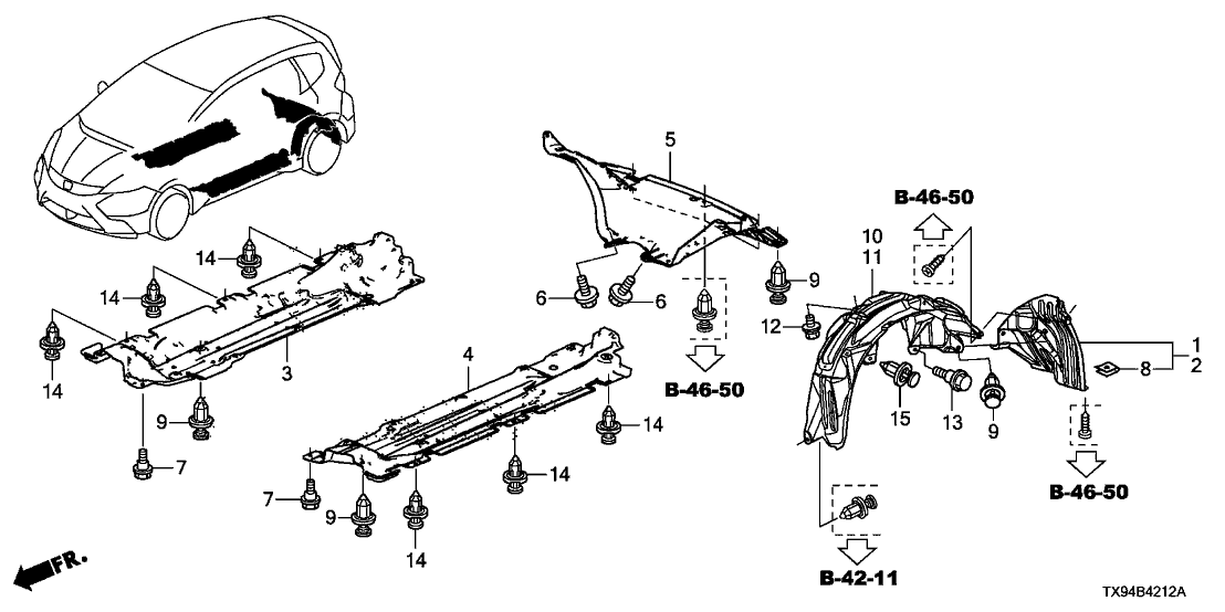 Honda 74591-TX9-A00 Cover, L. RR. Fender