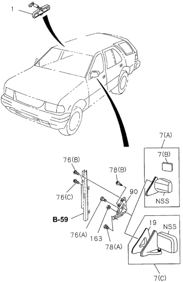 Honda 8-97085-372-3 Mirror Assembly, Driver Side Door