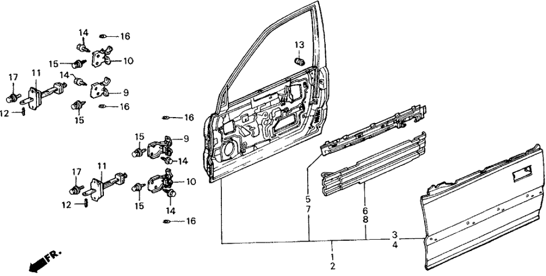 Honda 67271-SH5-A01ZZ Beam, L. FR. Door Skin