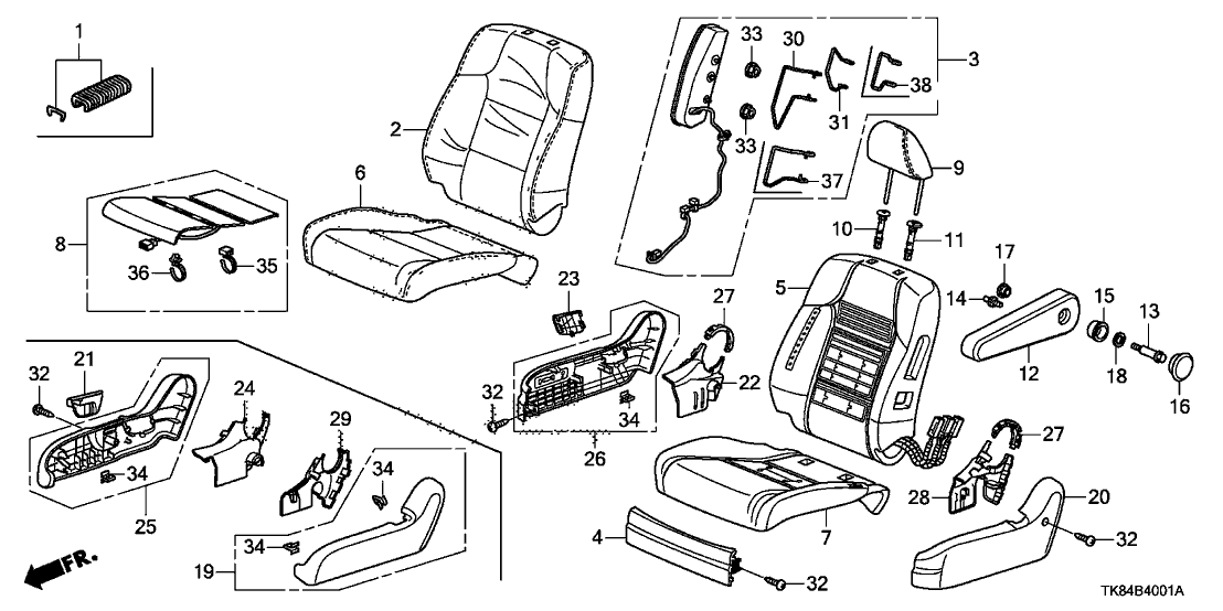 Honda 81285-TK8-A01 Wire A, FR. Seat-Back Airbag