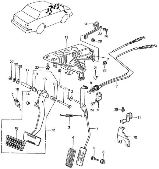 Honda 46590-SA0-713 Bracket, Pedal