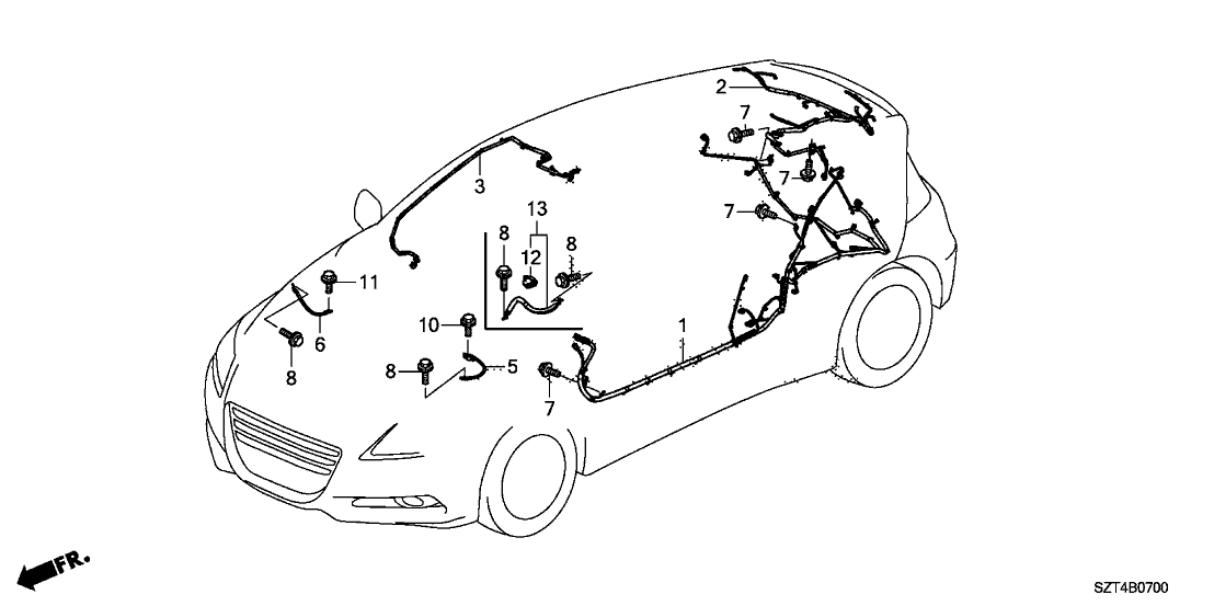 Honda 32155-SZT-A00 Wire, Interior