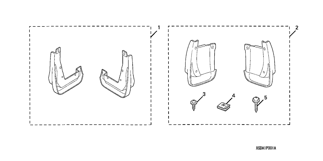 Honda 08P09-SDA-1A1R1 Set, Rear Splash Guard