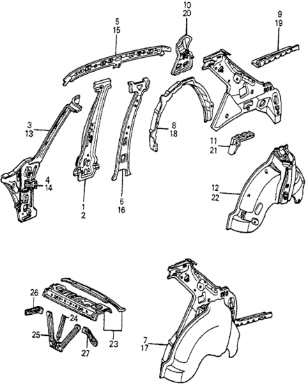 Honda 70620-SA5-672ZZ Pillar, L. FR. (Lower) (Inner)