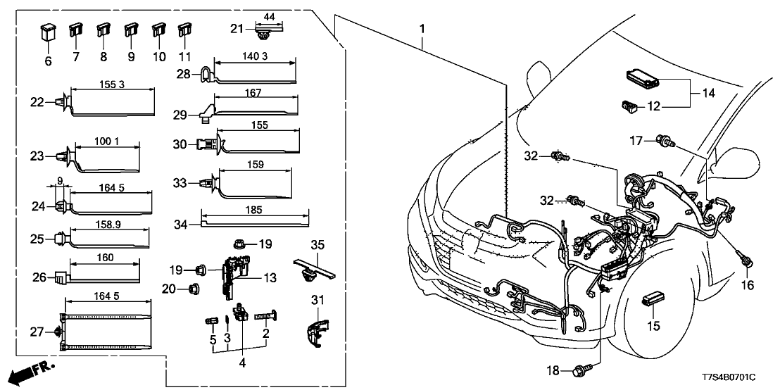 Honda 32120-T7S-A21 Wire Harness, L. Cabin