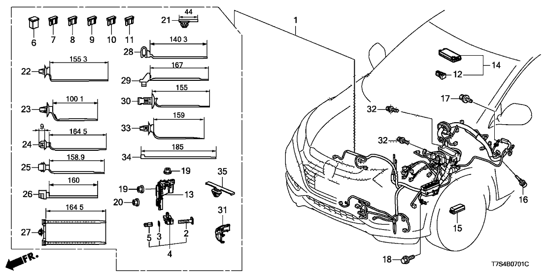 Honda 32120-T7S-306 WIRE HARN L CABIN