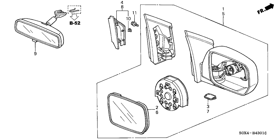 Honda 76250-S0X-A22 Mirror Assembly, Driver Side Door