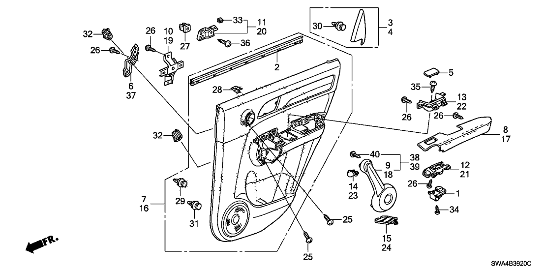 Honda 83752-SYE-A01ZC Armrest, Left Rear Door Lining (Pearl Ivory)