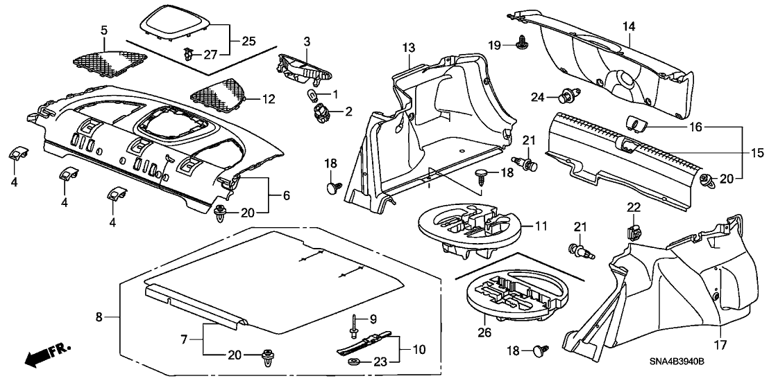 Honda 84505-SNA-A21ZB Tray, RR. *YR327L* (PEARL IVORY)