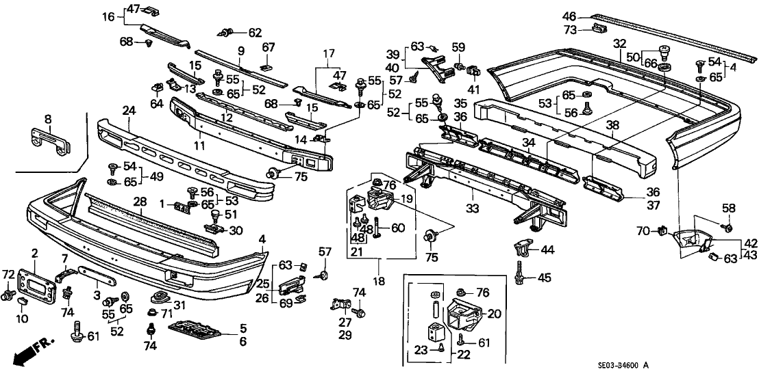 Honda 71543-SE0-A00 Member, L. RR. Bumper Corner Joint (Upper)