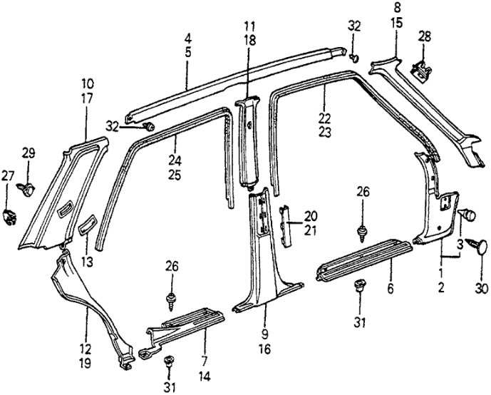 Honda 73826-SA6-670ZA Lining, R. Center Pillar (Upper) *B31L* (ROOMY BLUE)