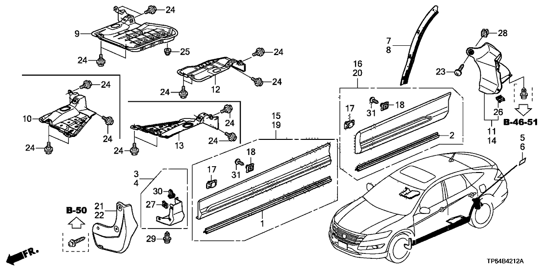 Honda 74510-TP7-A50 Cover Assy., R. Middle Floor (Lower)