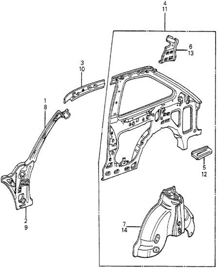 Honda 70672-SA5-300ZZ Panel, L. RR. End (Inner)