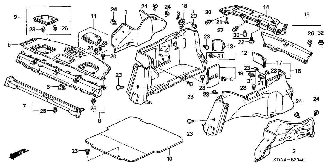 Honda 84501-SDB-A11ZB Tray, RR. *NH361L* (CF GRAY)