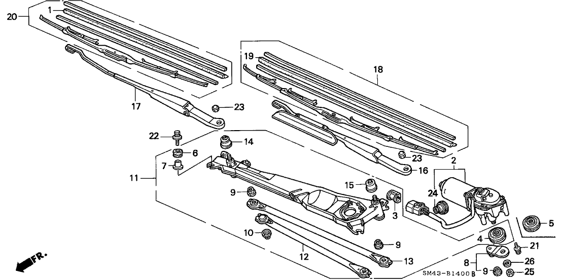 Honda 76530-SM4-A02 Link, FR. Wiper