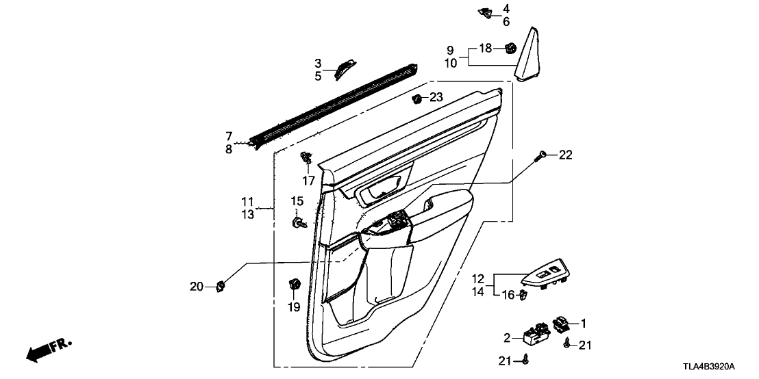 Honda 72498-TNY-J01 GARNISH, L. RR. DOOR CORNER