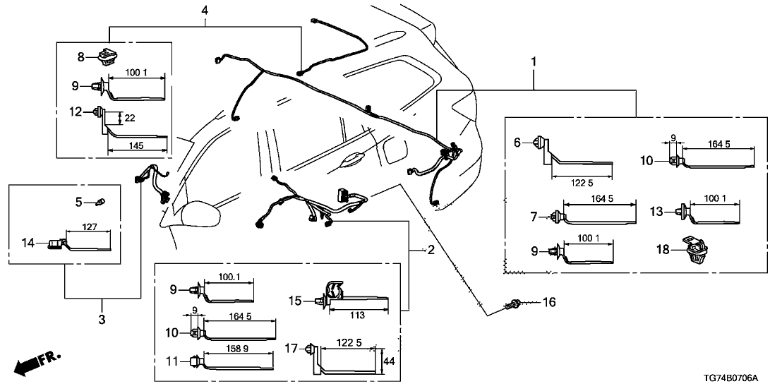 Honda 32108-TG7-AB0 WIRE HARNESS, RR