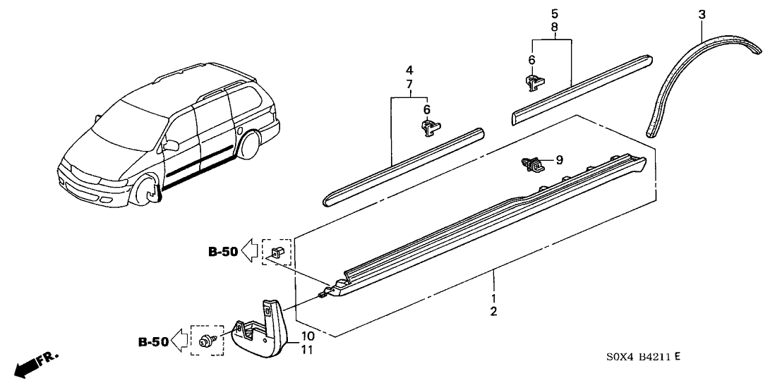 Honda 75322-S0X-A11ZM Protector, L. FR. Door *R519P*(Paint) (REDROCK PEARL)
