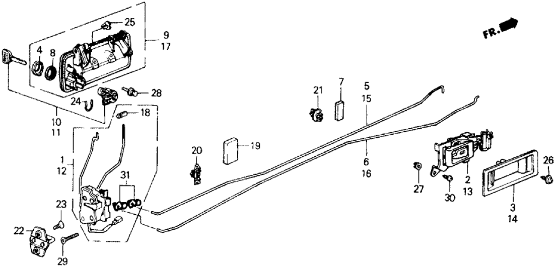 Honda 72131-SE0-003 Rod, R. Inside Handle