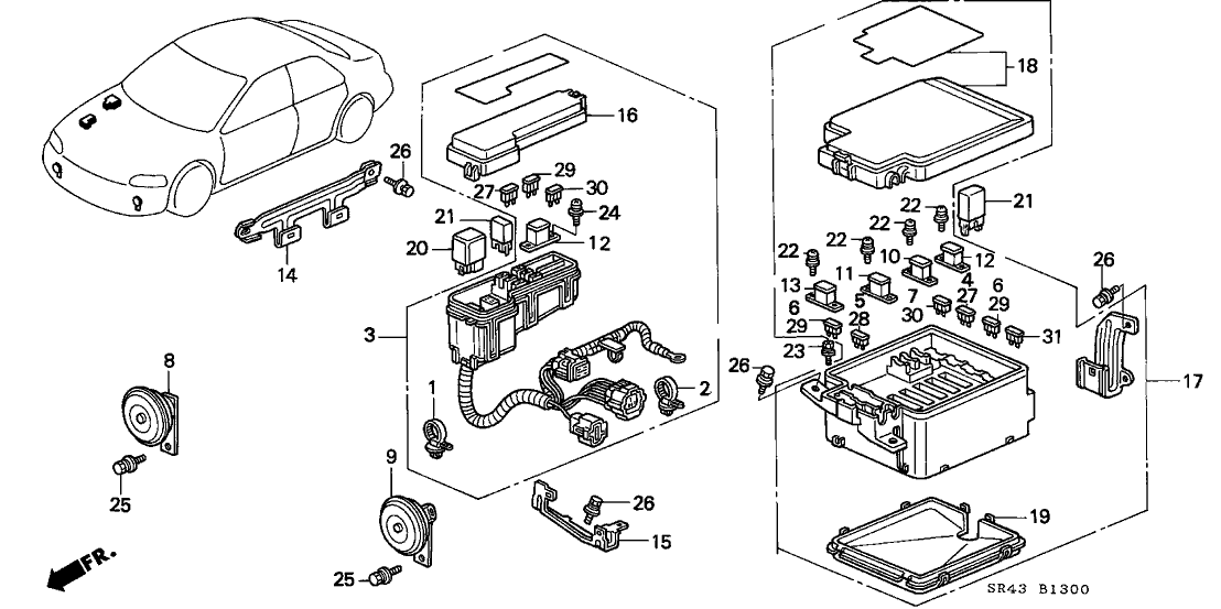 Honda 32230-SR3-A00 Wire Harness, ABS Fuse Box