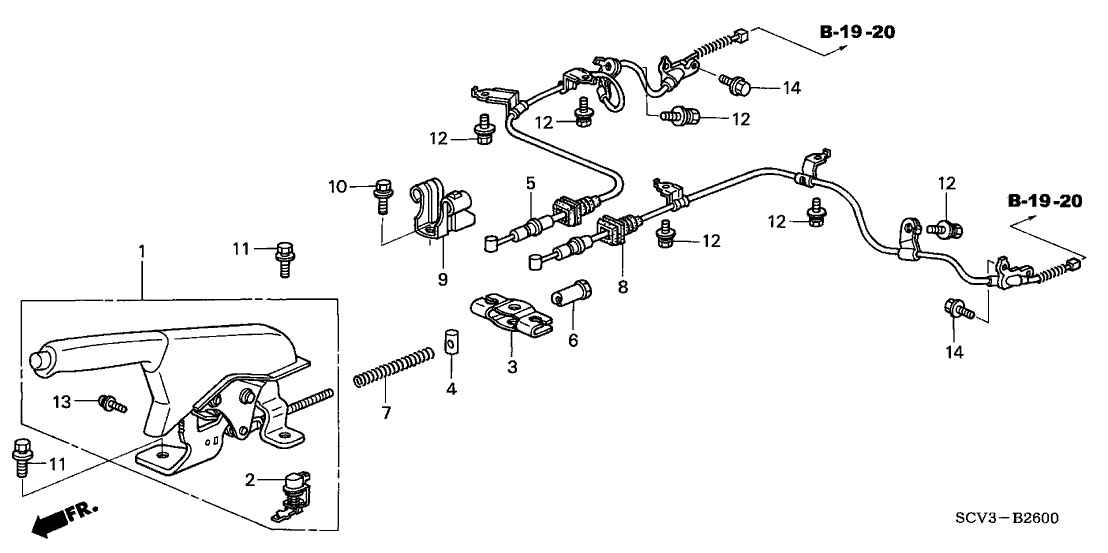 Honda 47105-SCV-A01ZB Lever Assy., Parking Brake *NH361L* (CF GRAY)