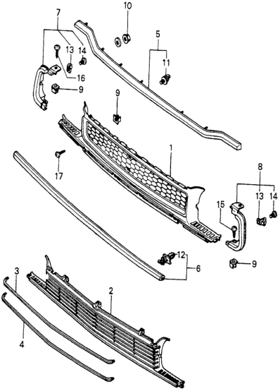 Honda 90652-692-003 Clip, Grille Molding (Lower)