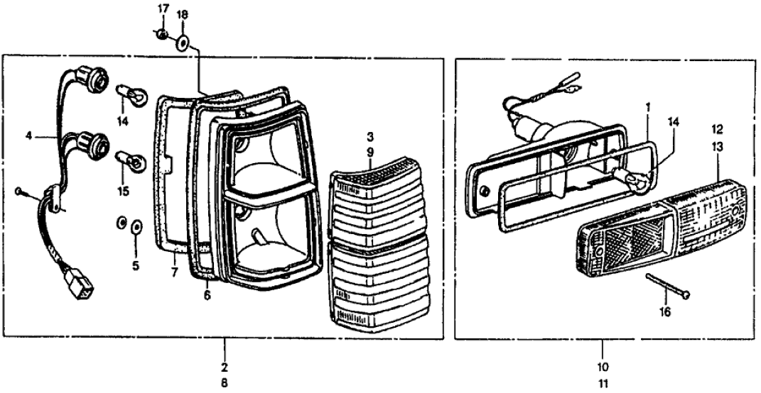 Honda 33551-657-671 Lens & Housing, L. Taillight