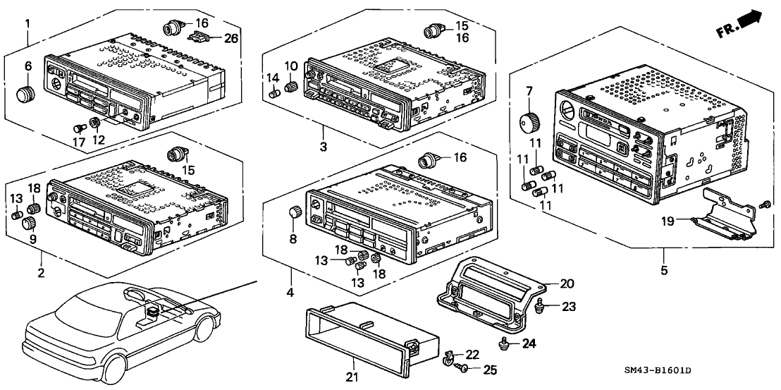 Honda 39100-SM1-P01 Tuner Assy., Auto Radio (AM/FM+Cassete) (Alpine)