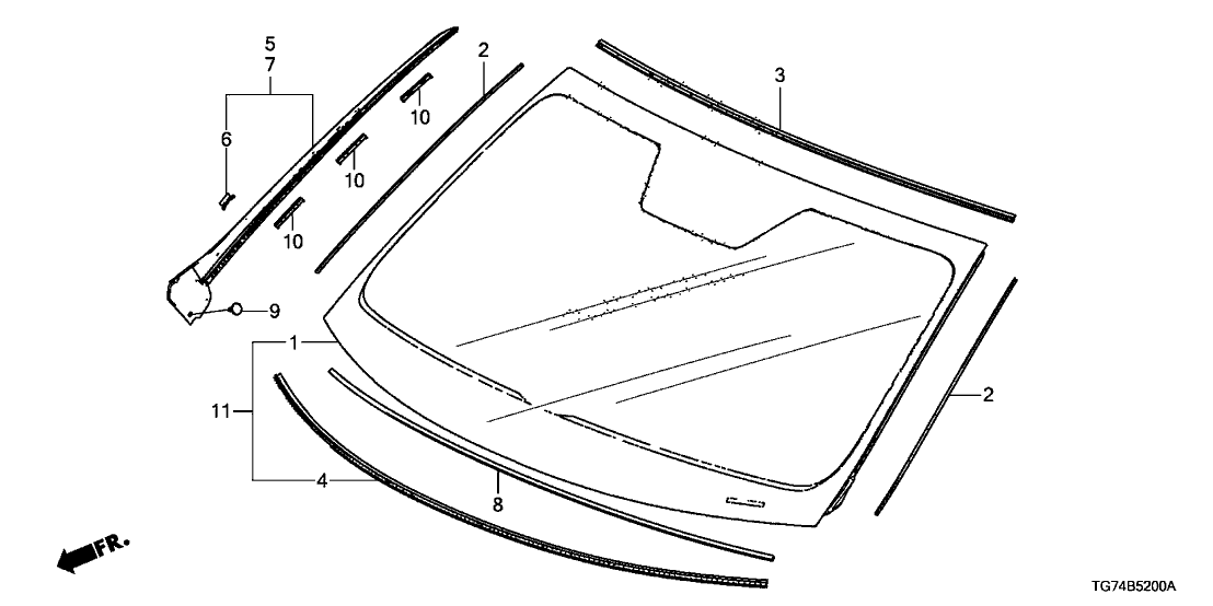 Honda 73111-TG7-A13 Glass Set, Front