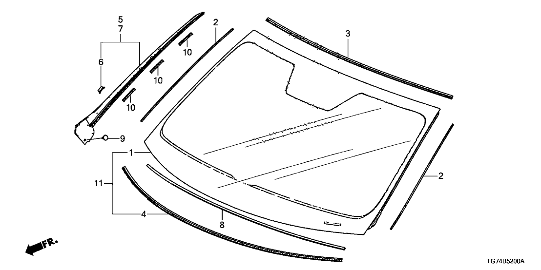 Honda 73111-TG7-A53 Glass Set, Front