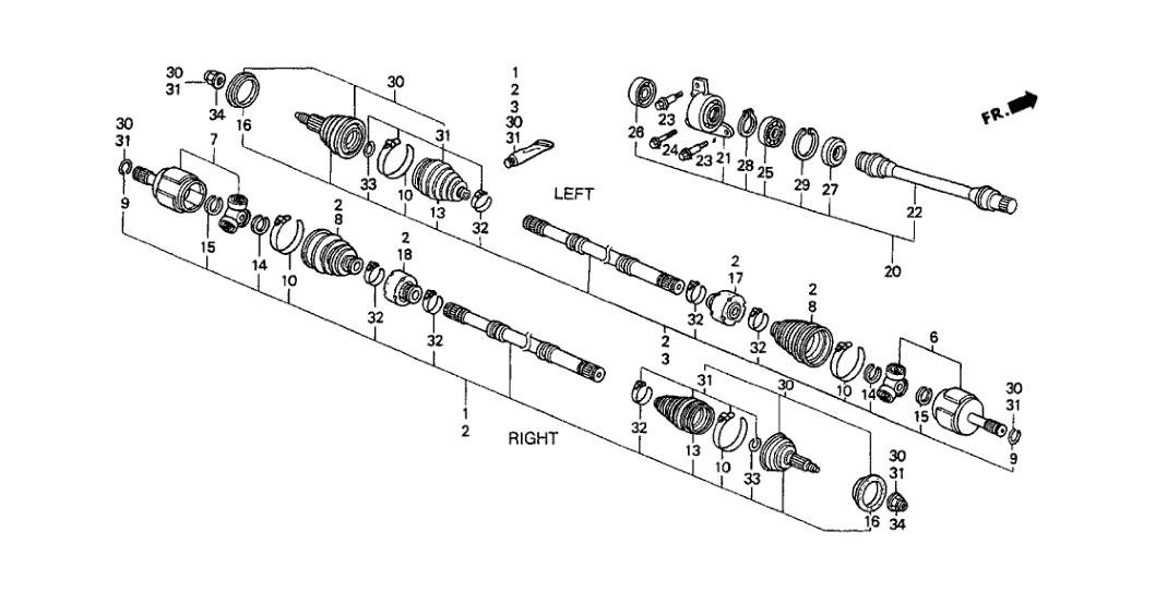 Honda 44306-SF1-914 Driveshaft Assembly, Driver Side