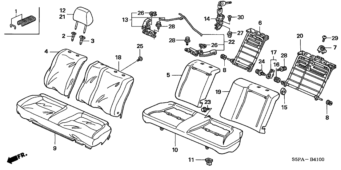 Honda 82140-S5P-A51ZB Headrest Assy., RR. *YR239L* (KI IVORY)