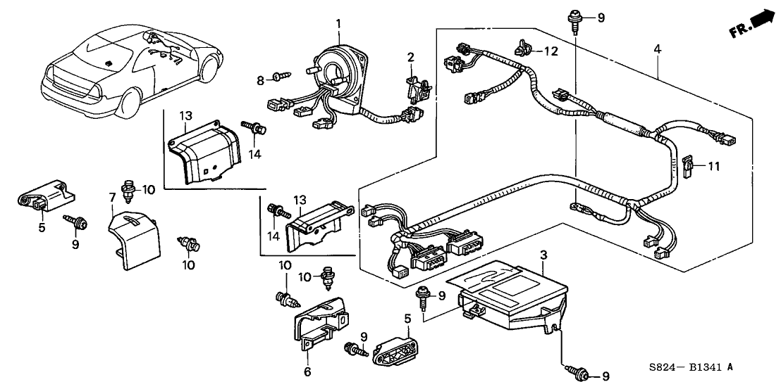 Honda 77961-S82-A12 Wire Harness, SRS Main