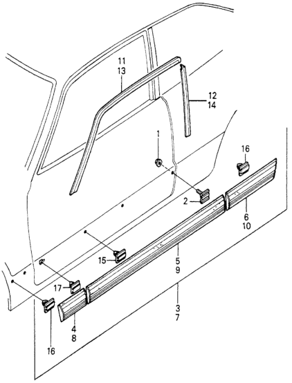 Honda 75824-671-960 Molding, R. RR. Sash