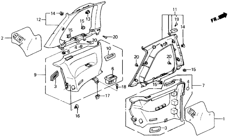 Honda 84130-SF1-A00ZA Lining, R. Quarter *NH91L* (LOFTY GRAY)