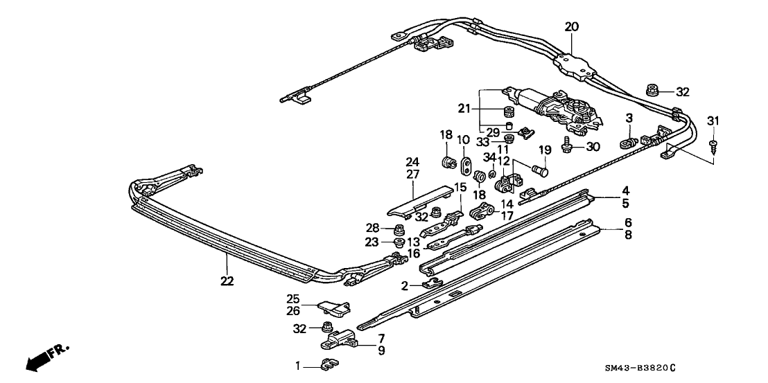 Honda 70315-SM4-901 Rail, L. Guide (Sunroof)