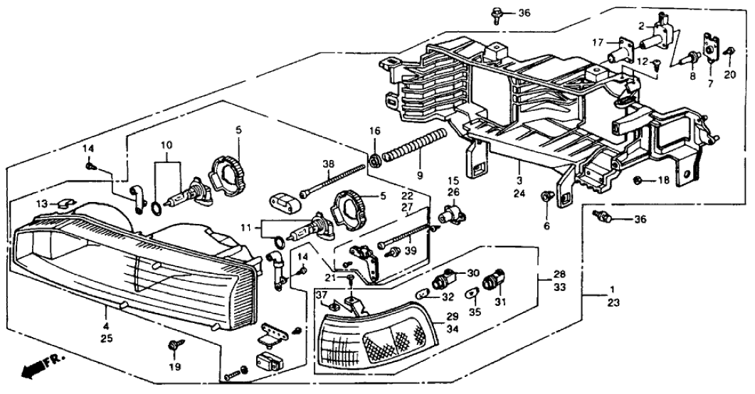 Honda 33153-SM4-A02 Headlight Unit, Driver Side