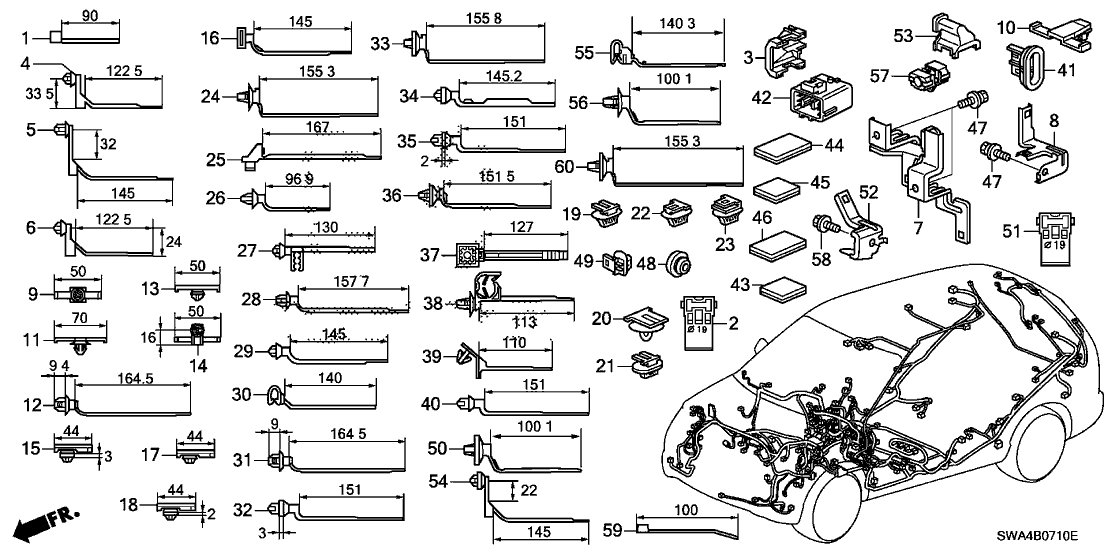 Honda 38254-SWA-A00 Bracket, Engine Harness