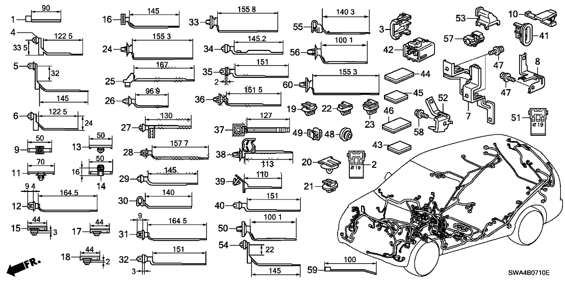 Honda 32202-SWA-A00 Bracket, Cabin Wire Harness (Engine Room Harness)