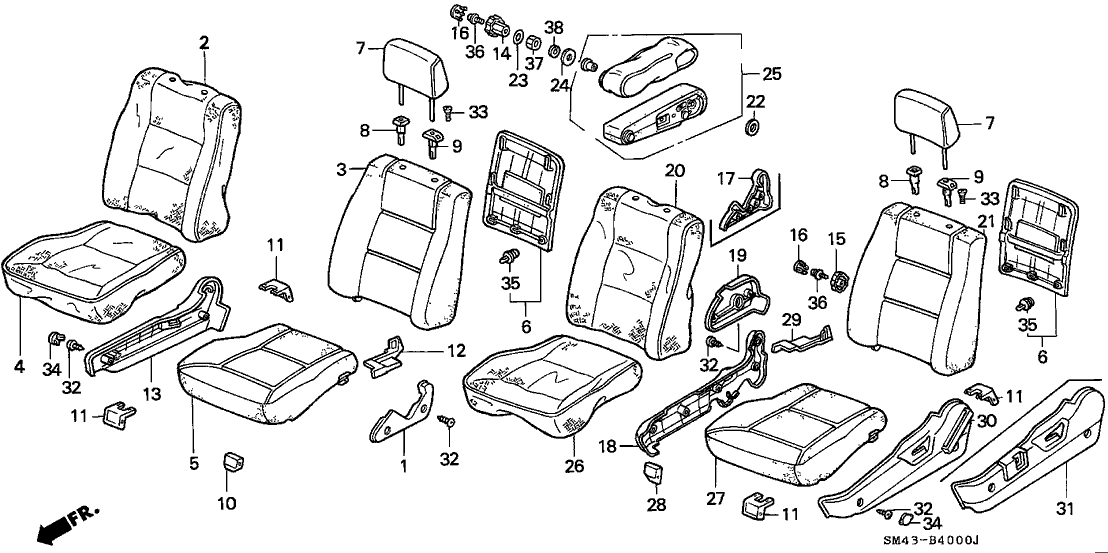 Honda 81125-SM4-G61 Seat-Back, R. FR. (LEA)