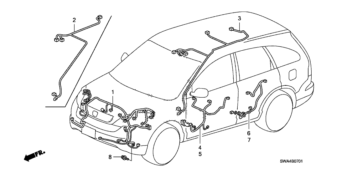 Honda 32753-SWA-000 Wire Harness, R. RR. Door